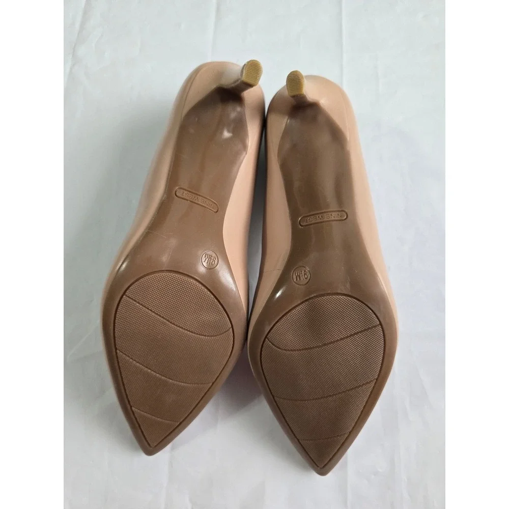 Nine West Etta Pointed Toe Pumps Light Natural Leather Stiletto Heels 9.5M